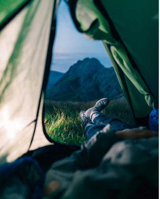 Person laying in Tent